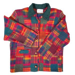 Michael Lewis Women’s Vintage Plaid Wool Jacket  Size XL Multicolor Casual Short